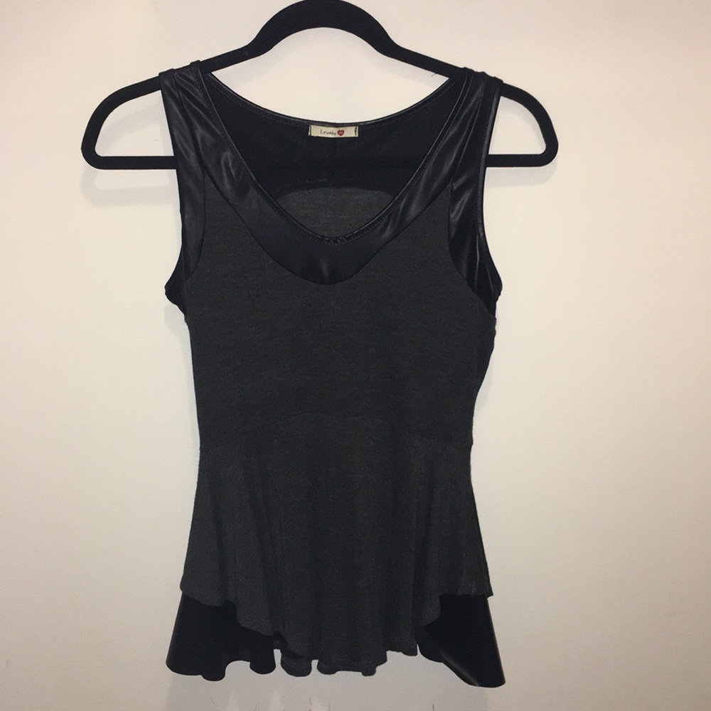Leather lined black and gray blouse